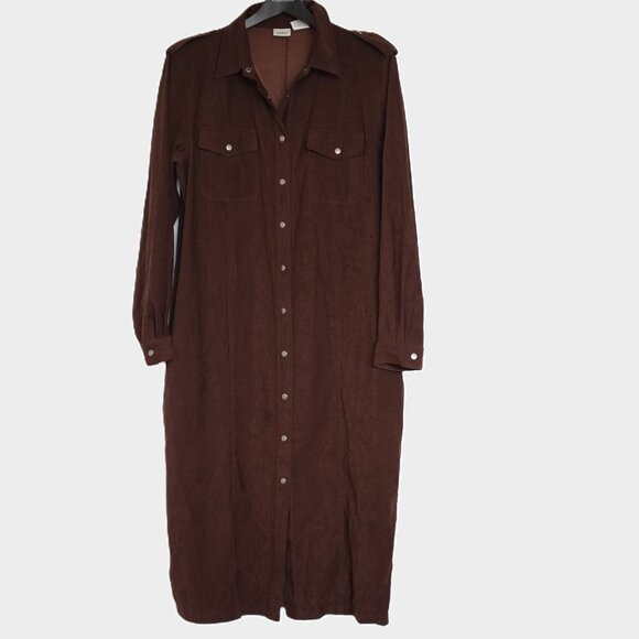 COPY - Together long shirt dress trench cardigan soft faux suede caramel brown … - Picture 1 of 11